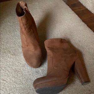 Tan heeled booties